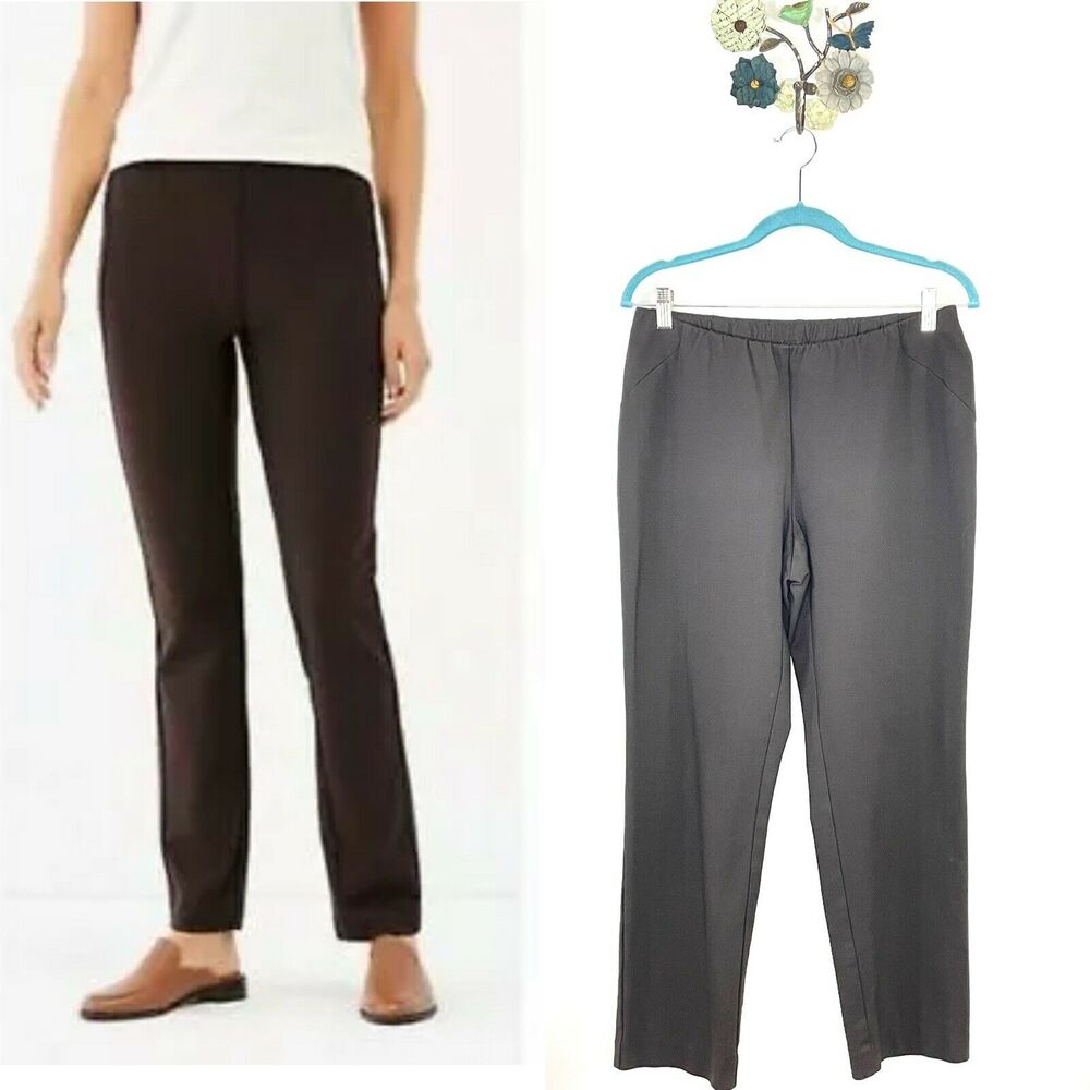 J JILL Women's Slim Leg Ponte Pants Size Petite Small Espresso Brown Pull On